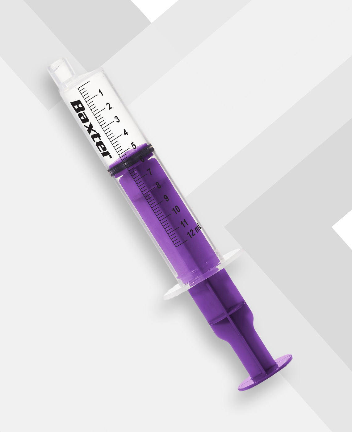 Close up shot of purple syringe